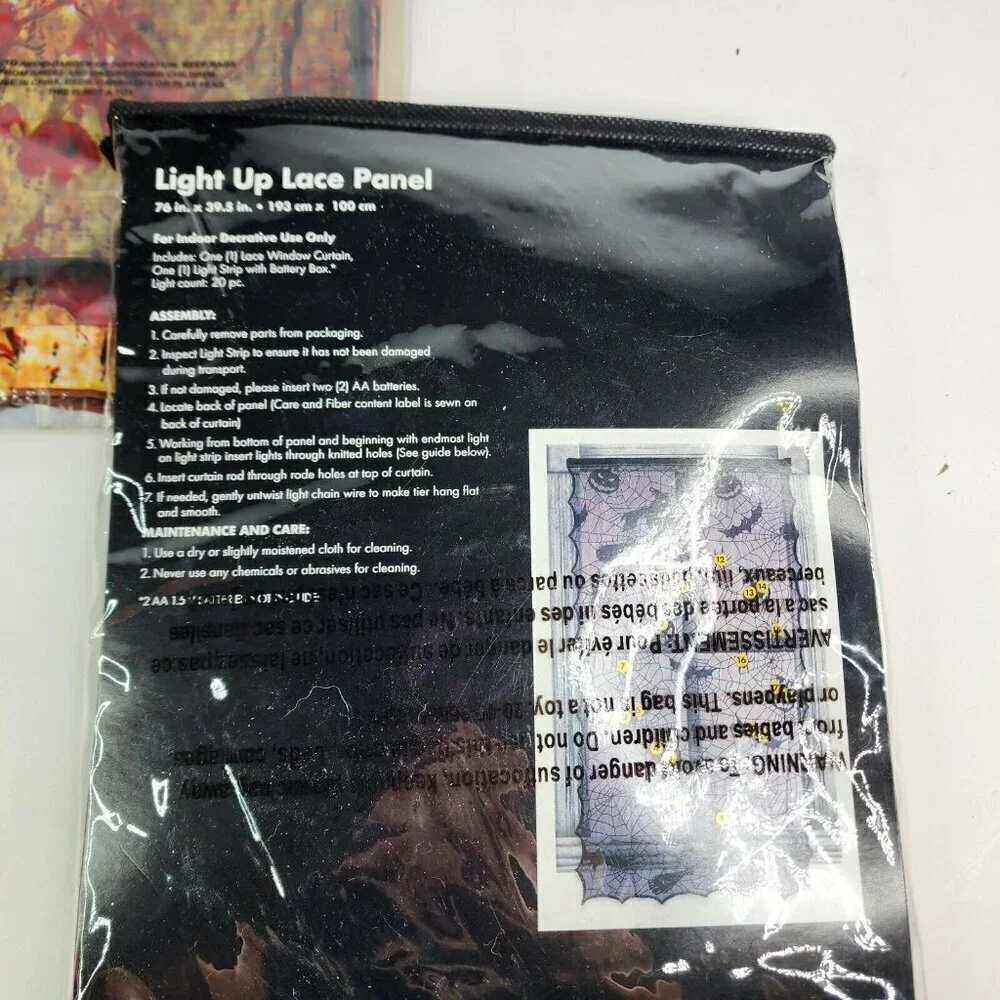 Lot of‎ 3 Spirit Halloween Wall Decor Light Up Lace Panel Morgue Giant Haunted